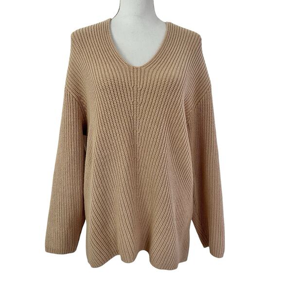 Urban Outfitters Ribbed Chunky Knit Sweater Size S Tan Neutral Oversized Capsule - Picture 1 of 8